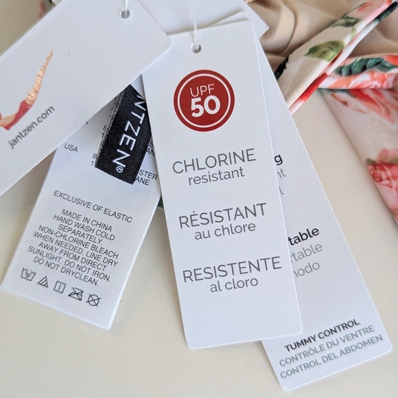 Jantzen Rose Print Front Lacing Back Tie Swimsuit - Picture 8 of 8